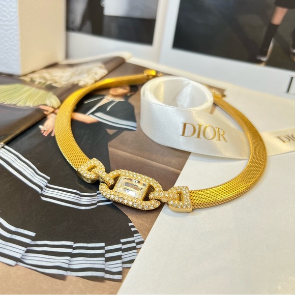 DIOR Dignity Pendant Gold Plated Christian Dior Choker - Picture 4 of 12